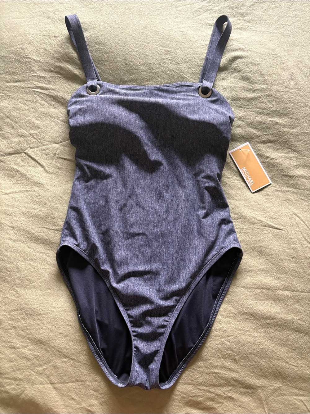 NWT Michael Kors New Navy Grommet Tank One-Piece Swimsuit Size 10